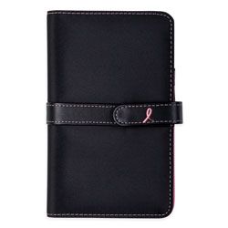 Day-Timer&reg; Pink Ribbon Wirebound Black Microfiber Binder And Starter Set With Snap, 3 1/2" x 6 1/2", Black