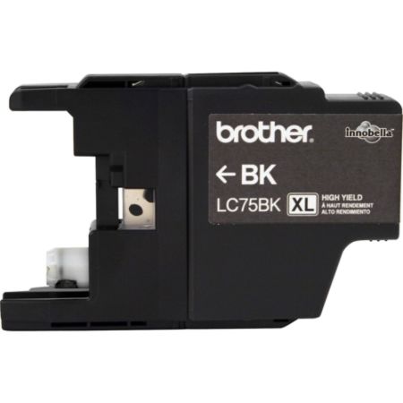 Brother LC75BK Ink Cartridge - Black - Inkjet - 600 Page - 1 Each