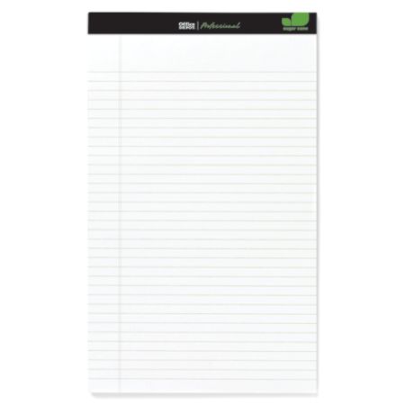 Office Depot&reg; Brand Sugar Cane Paper Perforated Pads, 8 1/2" x 14", 50 Sheets, White, Pack Of 12 Pads