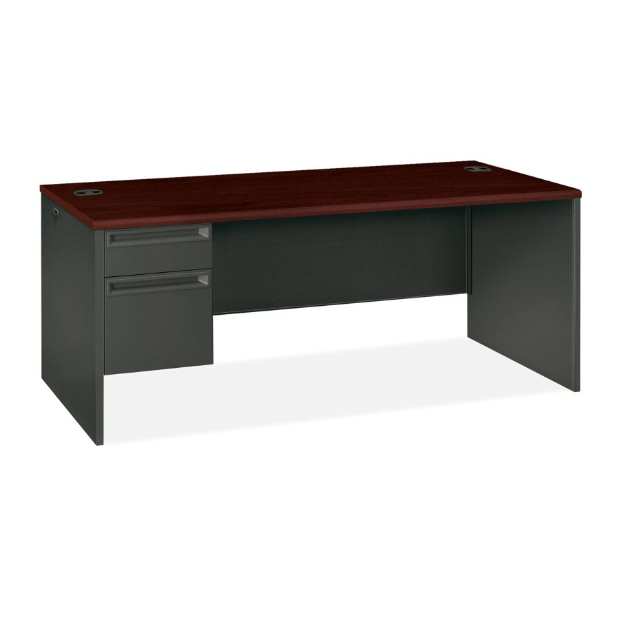 HON&reg; 38000 Series Left-Pedestal Desk, 29 1/2"H x 72"W x 36"D, Mahogany/Charcoal