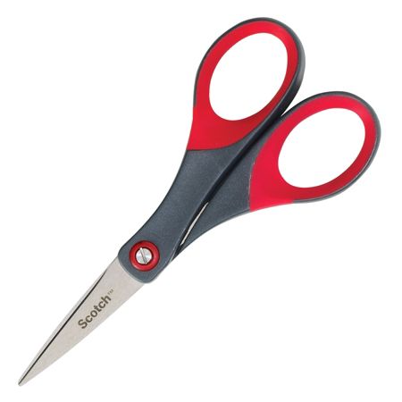Scotch Precision Scissors, 6", Pointed, Gray/Red