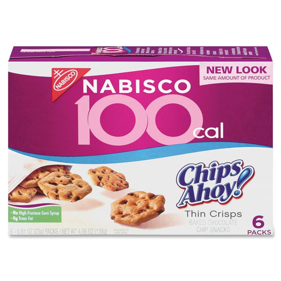 Nabisco&reg; 100-Calorie Chips Ahoy! Crisps Snack Packs, 0.74 Oz., 6 Bags Per Carton, Case Of 6 Cartons
