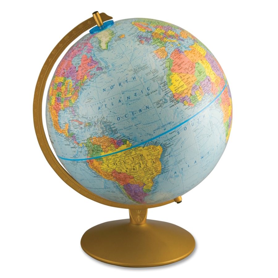 Advantus World Globe With Blue Oceans, 12" Diameter