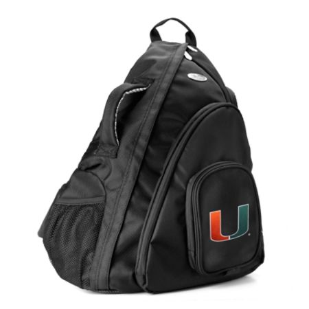 Denco Sports Luggage Travel Sling With 13.5" Laptop Pocket, Miami Hurricanes, 19"H x 12"W x 13"D, Black
