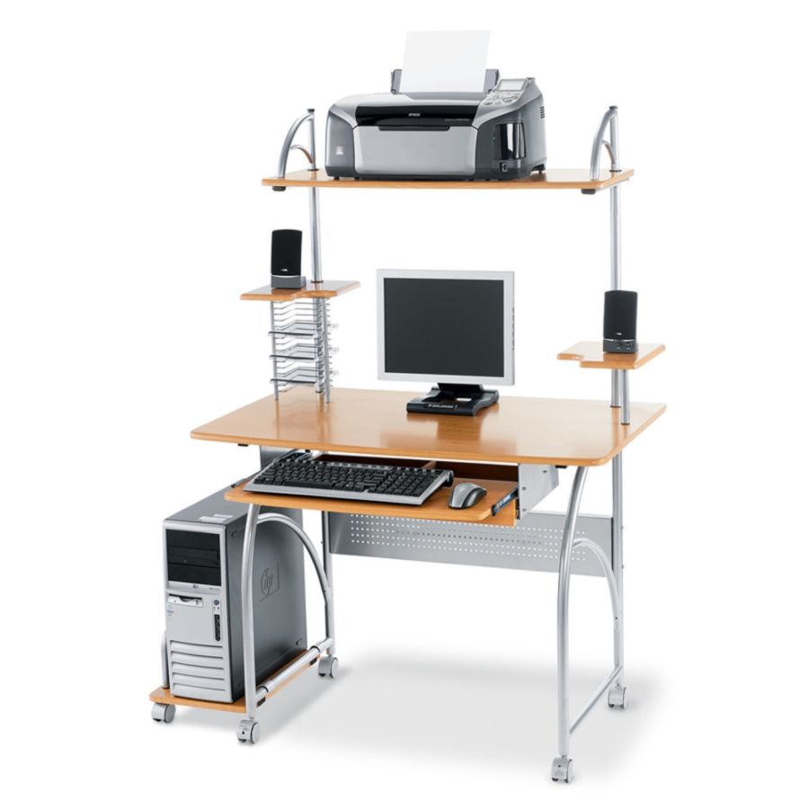 Realspace&reg; Zillope Computer Desk, 57 7/8"H x 47 1/10"W x 26 3/5"D, Honey Maple