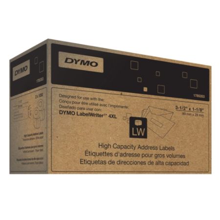 DYMO&reg; 1785353 High-Capacity White Address Labels, 1.13" x 3.5", Pack Of 2,100