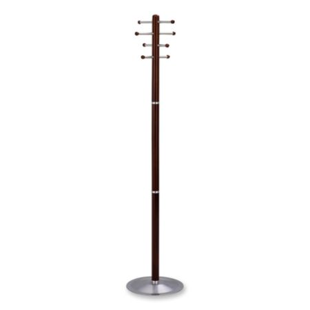 Safco Free-Standing 8-Hook Wood Costumer, 69"H x 15" Diameter, Cherry
