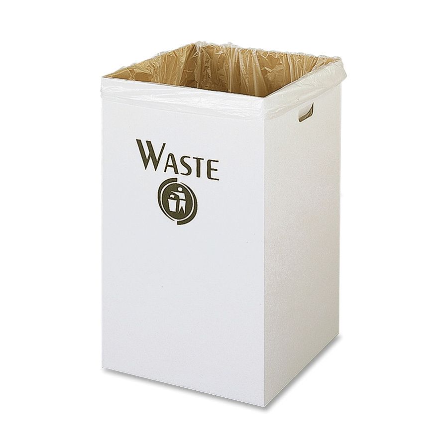 Safco&reg; 70% Recycled Corrugated Recycling And Waste Receptacle, 40 Gallons, White, Pack Of 12