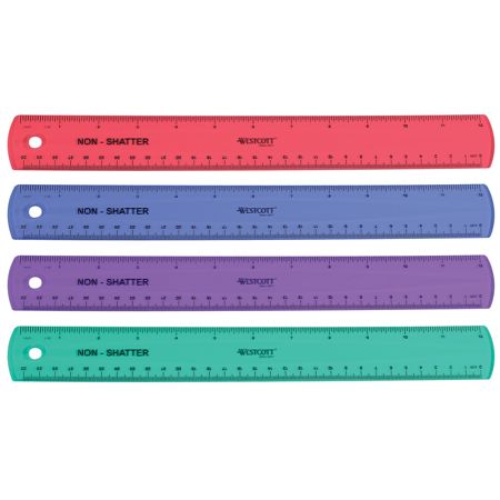 Westcott&reg; Shatterproof Ruler, Assorted Colors (No Color Choice)
