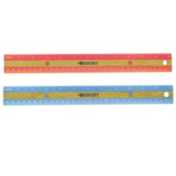 Westcott&reg; Recycled Plastic Ruler With Faux Wood Inlay, 12", Assorted Colors (No Color Choice)