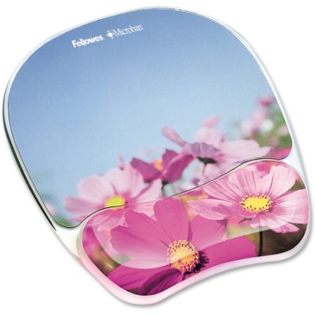 Fellowes&reg; Gel Mouse Pad With Wrist Rest, Pink Flowers