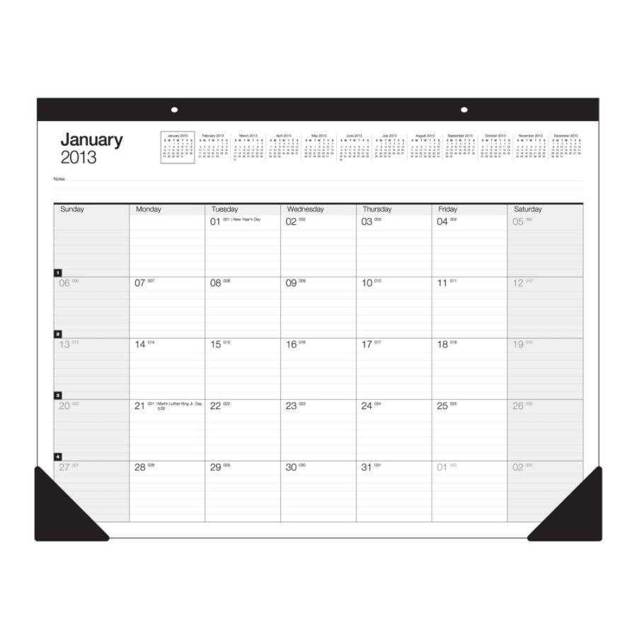 Office Depot&reg; Brand 30% Recycled Desk Pad Calendar, 22" x 17", January-December 2013
