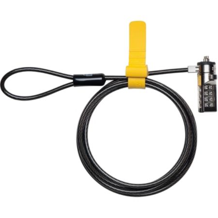 Kensington&reg; Ultra Combination Laptop Cable Lock, 6' Cord, Black/Yellow, K64675US