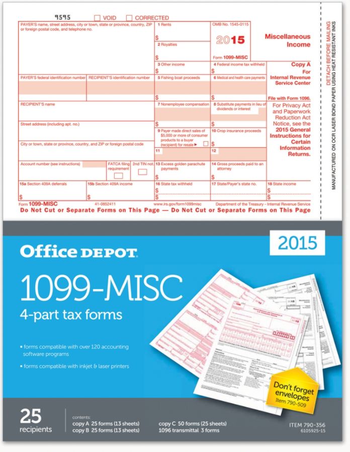 Office Depot Brand 1099 MISC InkjetLaser