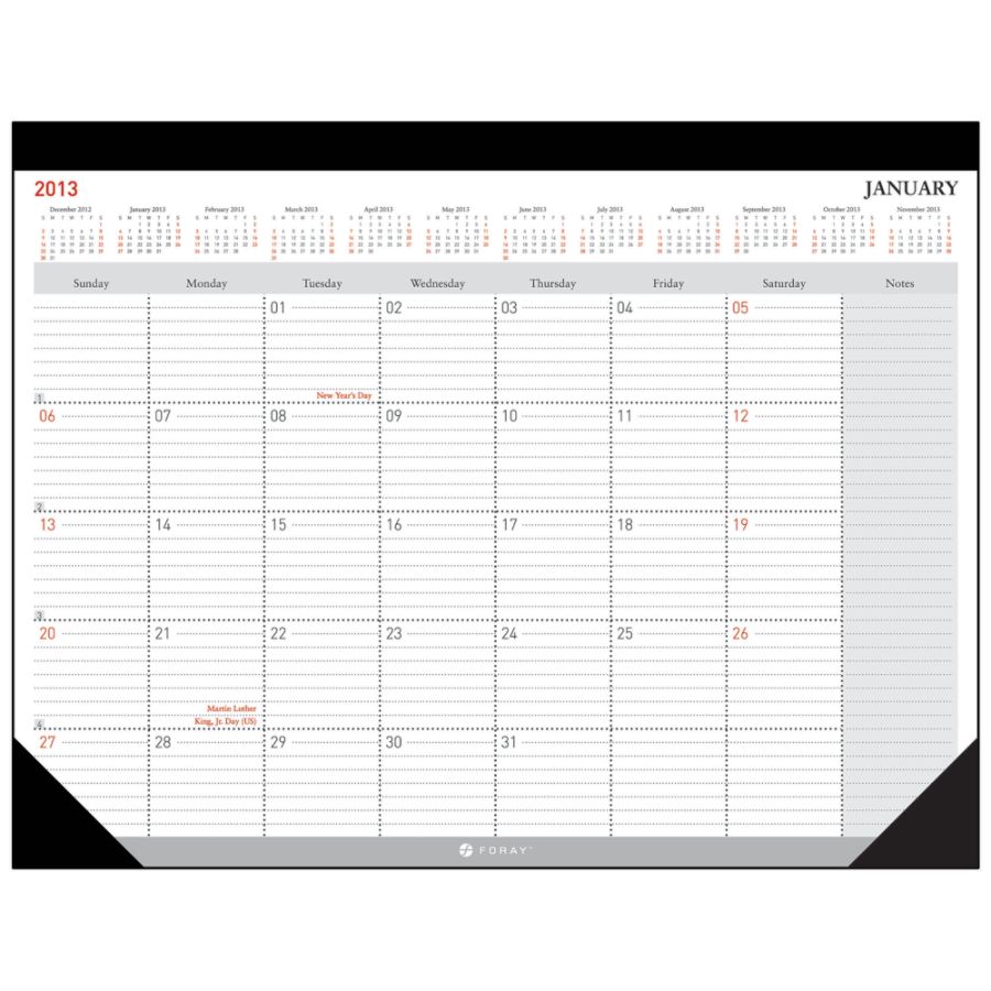 FORAY&trade; 30% Recycled Monthly Desk Pad Calendar, 22" x 17", January-December 2013