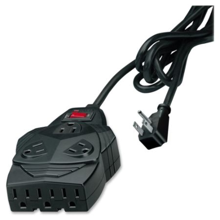 Fellowes 8-outlet surge protection. With 6' cord, space for up to 5 AC adapters.