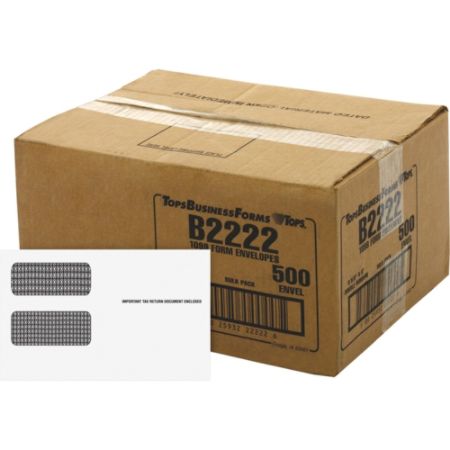 TOPS 1099 Form Double Window Envelope - Double Window - #24 (9" x 5.63") - 24 lb - 500 / Carton - White