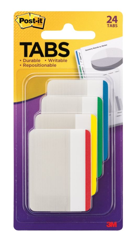 Post It Durable Filing Tabs 2 Assorted Colors Pack Of 24 By Office ...