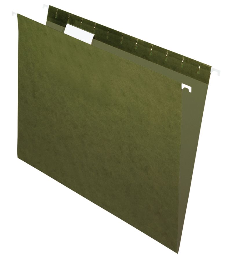 Office Depot&reg; Brand Hanging Folders, 1/5 Cut, Letter Size, 100% Recycled, Green, Pack Of 25
