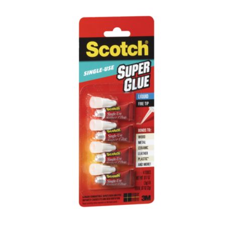 Scotch&reg; Super Glue, Liquid, Single-Use, 0.07 Oz., Pack Of 4