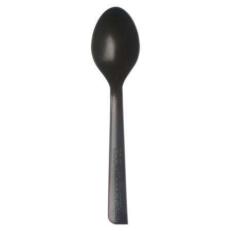 Eco-Products&reg; 100% Recycled Polystyrene Cutlery, Spoons, Black, Box Of 1000