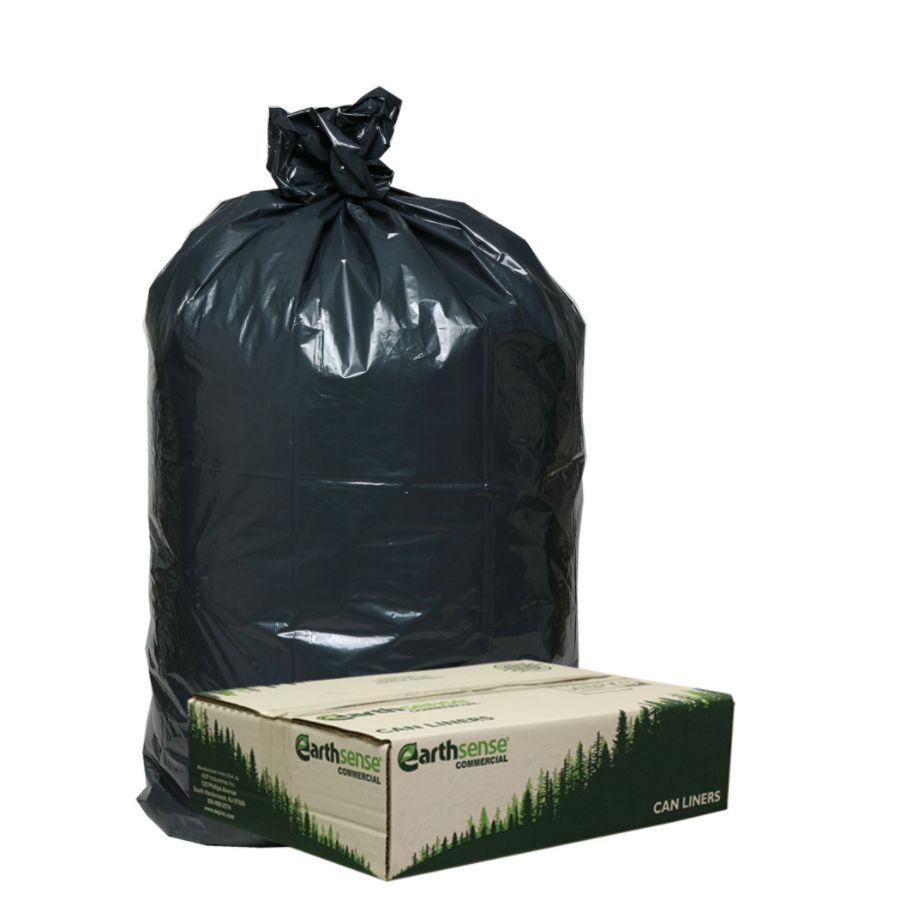 Webster&reg; EarthSense&reg; 75% Recycled Commercial Can Liners, 33 Gallons, 0.90 Mil Thick, 32 1/2" x 40", Black, Box Of 80