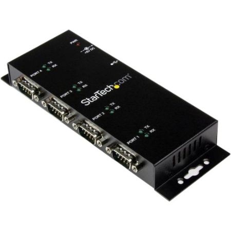StarTech.com 4 Port USB to DB9 RS232 Serial Adapter Hub - Industrial DIN Rail and Wall Mountable