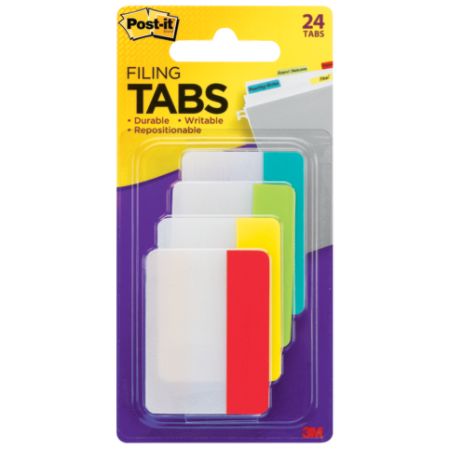 Post-it&reg; Durable Tabs, 2", Assorted Colors, Pad Of 24 Flags