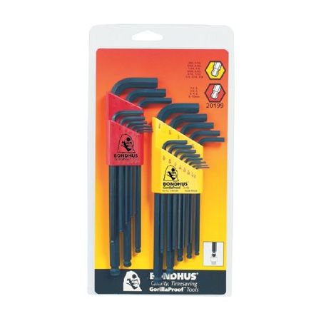 Bondhus 20199 Ball-End Hex Set, SAE and Metric, 22-Keys