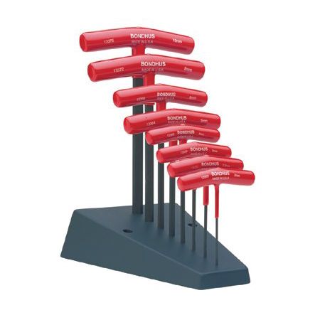 Bondhus 8-Piece T-Handle Ball End Hex Driver Set with Stand, Metric
