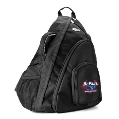 Denco Sports Luggage Travel Sling With 13.5" Laptop Pocket, Depaul Blue Demons, 19"H x 12"W x 13"D, Black