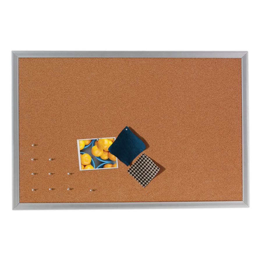 FORAY&trade; Cork Bulletin Board, Aluminum Frame, 72" x 48"