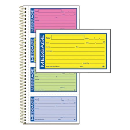 Adams&reg; High-Impact Phone Message Book, Neon Colors, Book Of 200 Messages