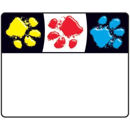Trend Bright and Welcoming Paw Print Name Tags - 2.50" Length x 3" Width - 36/Pack - Assorted