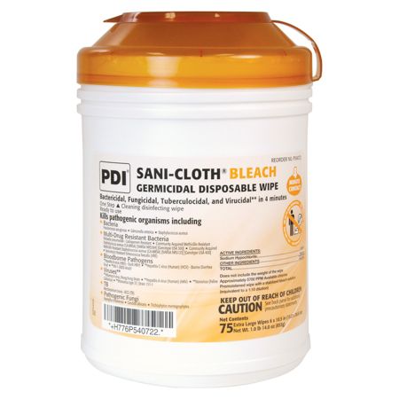 Unimed-Midwest Sani-Cloth Bleach Wipes, 6" x 10 1/2", Canister Of 75 Sheets