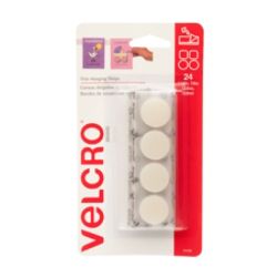 VELCRO&reg; Brand Removable Adhesive Poster Hangers, 5/8" White, Pack Of 24