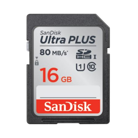 SanDisk&reg; Ultra Plus Secure Digital (SDHC/SDXC) Memory Cards, 16GB