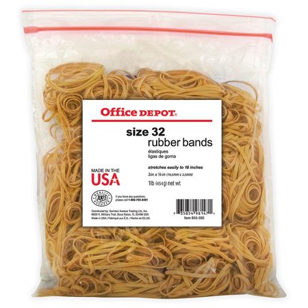 Office Depot&reg; Brand Rubber Bands, #32, 3" x 1/8", 1 Lb. Bag