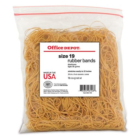 Office Depot&reg; Brand Rubber Bands, #19, 3 1/2" x 1/16", 1 Lb. Bag
