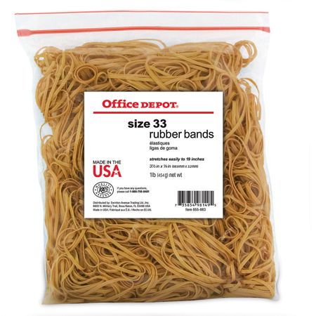 Office Depot&reg; Brand Rubber Bands, #33, 3 1/2" x 1/8", 1 Lb. Bag