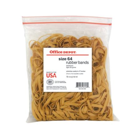 Office Depot&reg; Brand Rubber Bands, #64, 3 1/2" x 1/4", 1 Lb. Bag