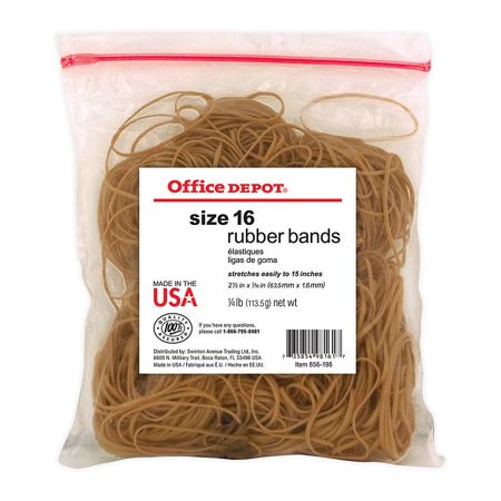 Office Depot&reg; Brand Rubber Bands, #16, 2 1/2" x 1/16", 0.25 Lb. Bag