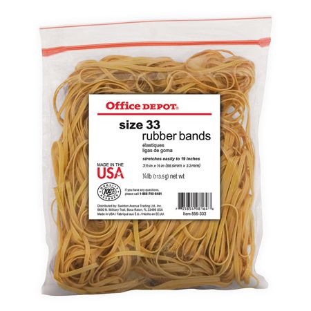 Office Depot&reg; Brand Rubber Bands, #33, 3 1/2" x 1/8", 0.25 Lb. Bag