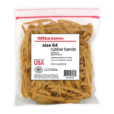 Office Depot&reg; Brand Rubber Bands, #64, 3 1/2" x 1/4", 0.25 Lb. Bag
