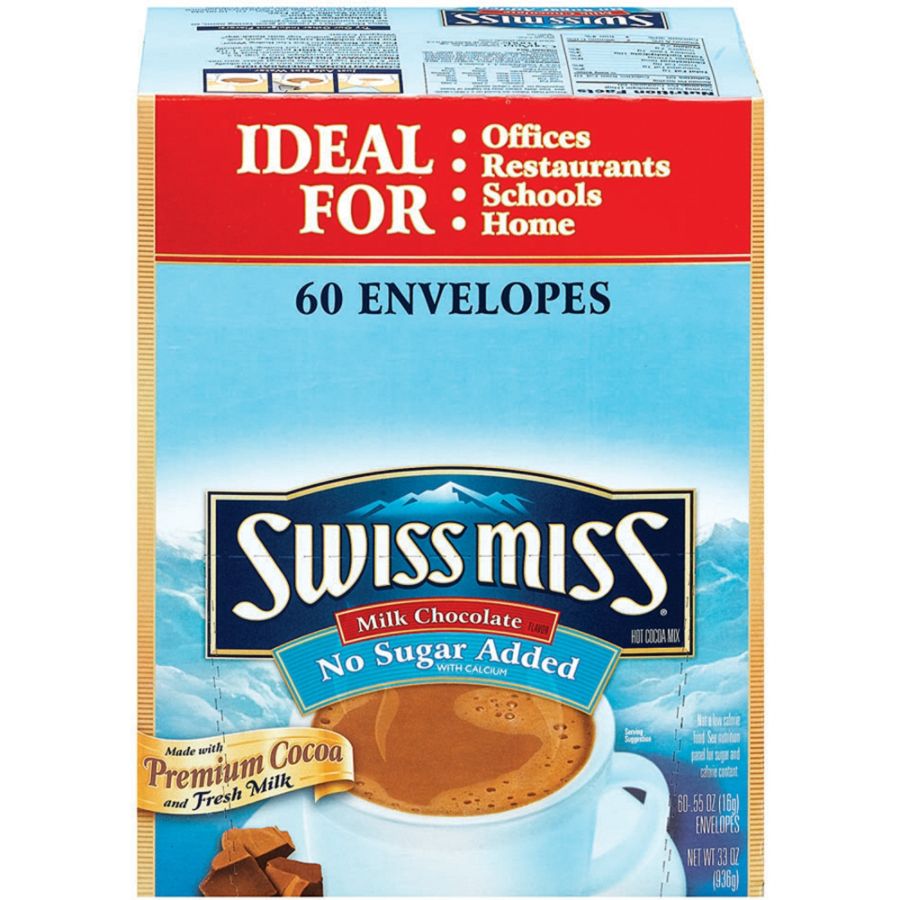 Swiss Miss Hot Cocoa, No Sugar Added, Box Of 60