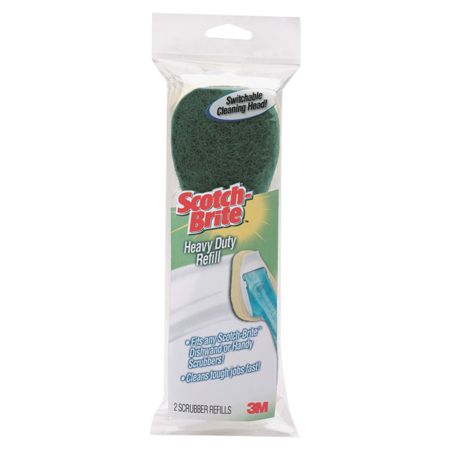 Scotch-Brite&trade; Heavy-Duty Dishwand Refill, 2 3/4" x 2 1/4", Green, Pack Of 2