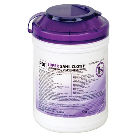 Unimed Super Sani-Cloth Germicidal Wipes, 6" x 6 3/4", Tub Of 160