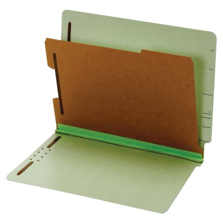 Globe-Weis&reg; 60% Recycled Colored Pressboard Divider Classification Folders, Letter Size, Grey/Light Green, Box Of 10