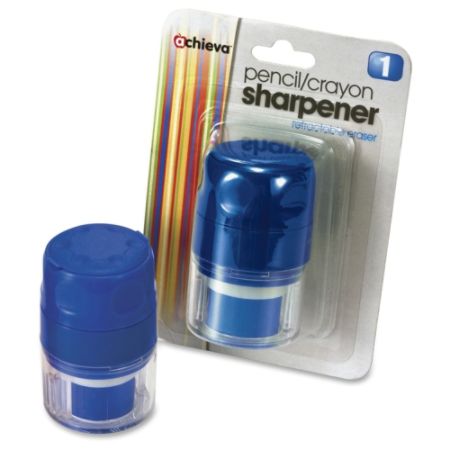 OIC Twin Pencil/Crayon Sharpener w/Cap - 2.5" Height x 1.6" Width x 1.6" Depth - Blue