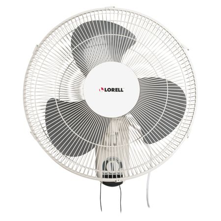 Lorell&trade; 16" 3-Speed Wall Mount Fan With Pull Chain, 18 1/2" x 9 1/4" x 18 1/8", White